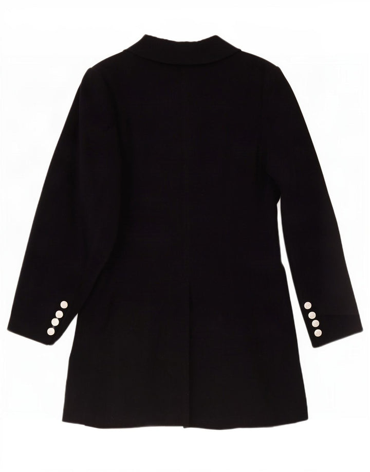 Vintage Womens Double Breasted Coat EU 40 Medium Navy Blue Polyester