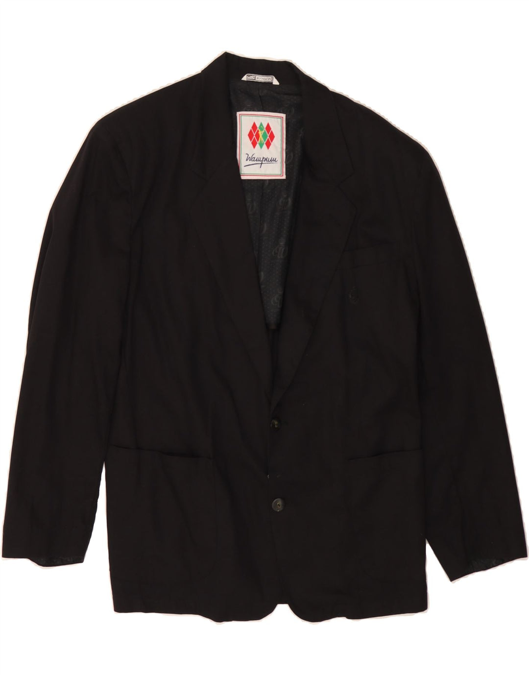 WAMPUM Mens 2 Button Blazer Jacket UK 38 Medium Black Vintage Wampum and Second-Hand Wampum from Messina Hembry 