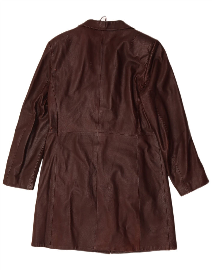 Alfa Womens Leather Coat UK 10 Small Burgundy Leather