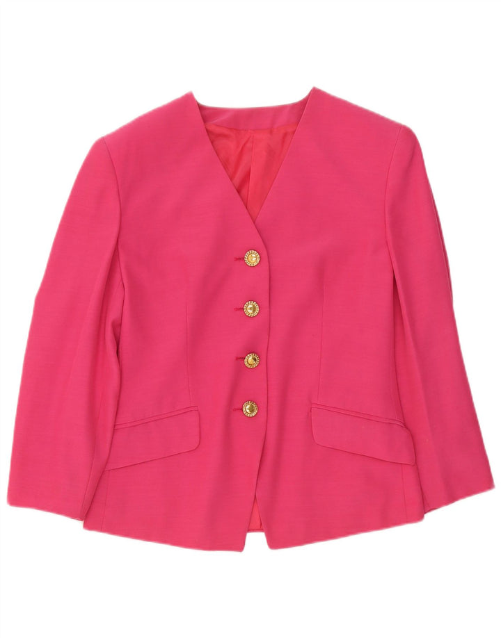 Vintage Womens 4 Button Blazer Jacket IT 42 Medium Pink Acetate