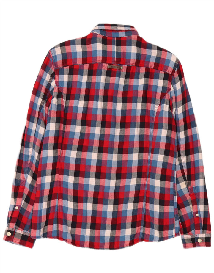 Diesel Mens Flannel Shirt Medium Red Check Cotton