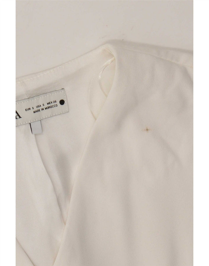 Colete feminino Zara UK 10 pequeno poliéster branco
