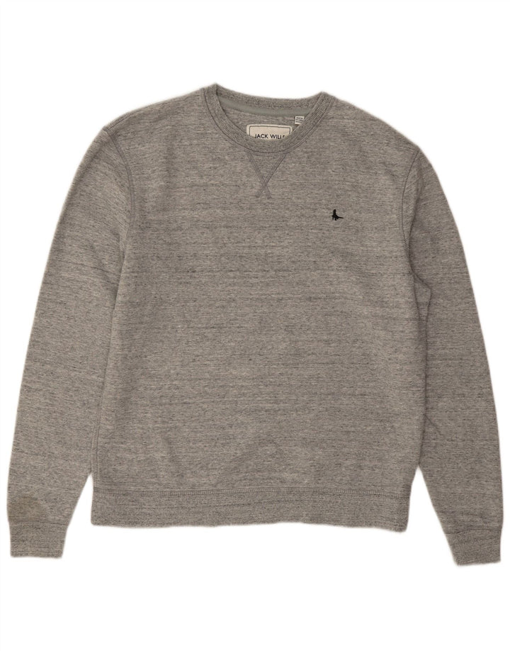 Jack Wills Mens Sweatshirt Jumper Medium Grey Flecked Cotton