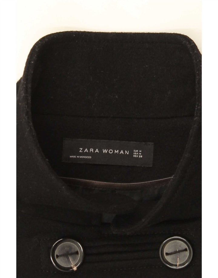 Zara Mujer Abrigo Cruzado UK 44 Medium Negro