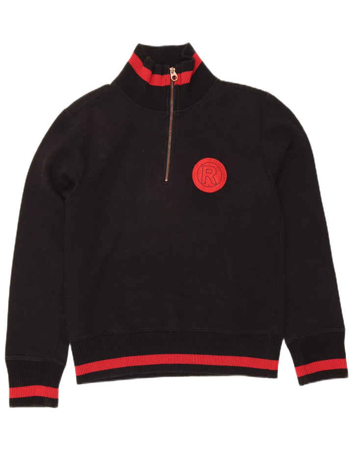 LEE Mens Graphic Zip Neck Jumper Sweater Medium Black Colourblock Cotton
