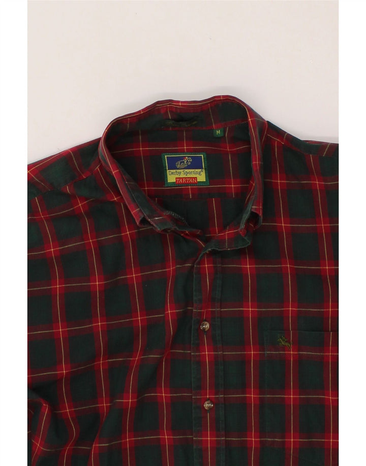 TARTAN Mens Shirt Medium Red Check Cotton Vintage Tartan and Second-Hand Tartan from Messina Hembry 