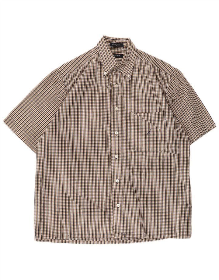 Camicia da uomo a maniche corte Nautica a quadri piccoli in cotone multicolore
