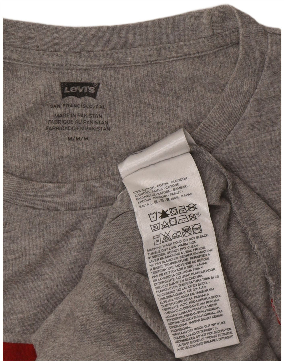 Męska koszulka z grafiką Levi's, średnia, szara, bawełniana nakrapiana
