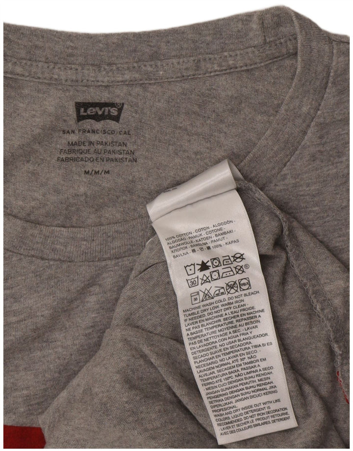 Męska koszulka z grafiką Levi's, średnia, szara, bawełniana nakrapiana