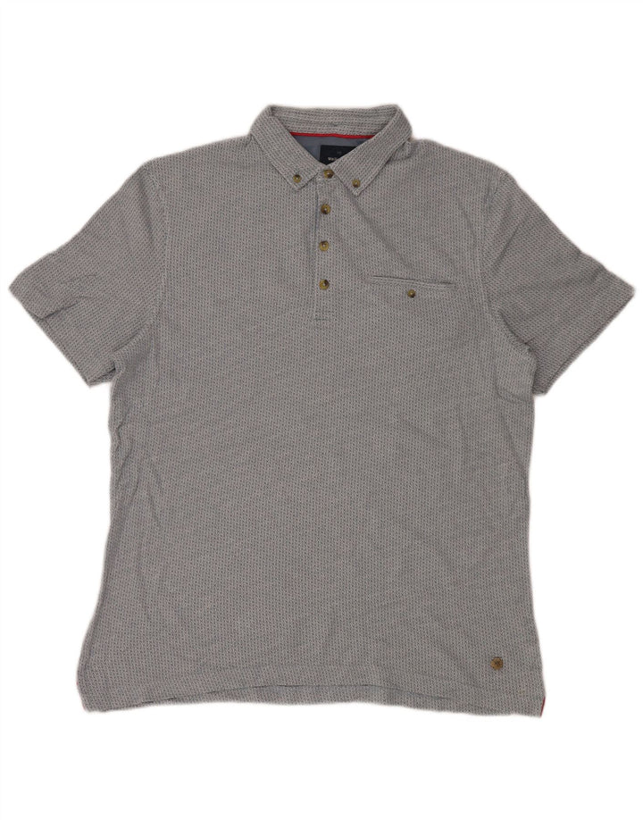White Stuff Herren-Poloshirt, groß, blaue Ikat-Baumwolle