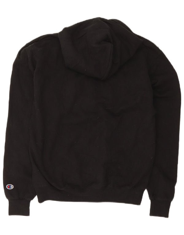 Champion Womens Graphic Oversized Hoodie Jumper UK 10 Small Black Cotton