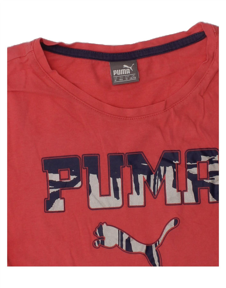 PUMA Girls Graphic T-Shirt Top 9-10 Years Medium Red Cotton | Vintage Puma | Thrift | Second-Hand Puma | Used Clothing | Messina Hembry 