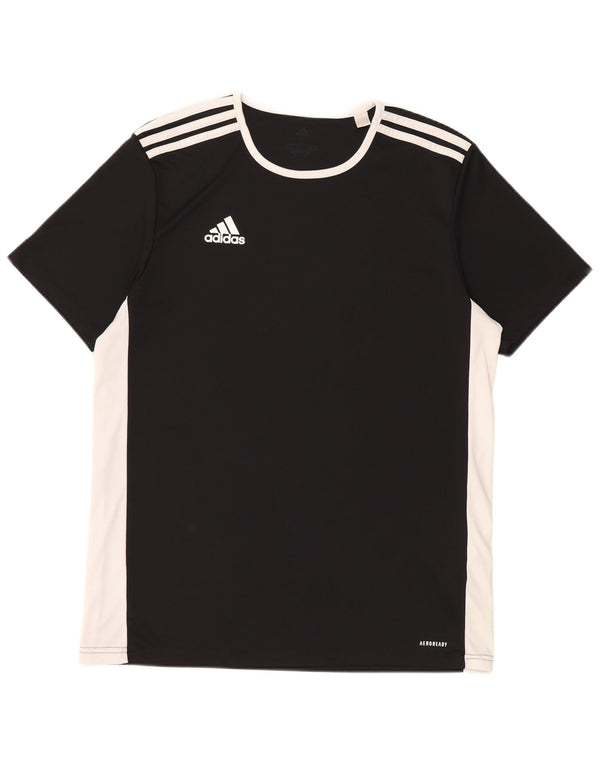 Adidas Mens Aeroready T-Shirt Top Large Black Colourblock Polyester