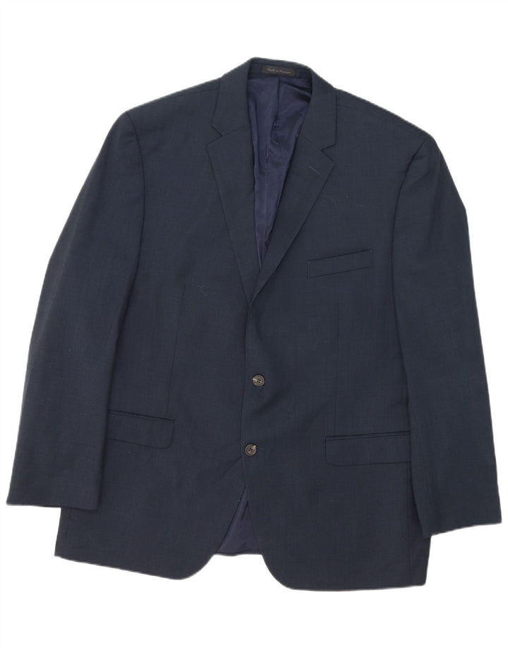 Chaps Mens 2 Button Blazer Jacket UK 46 3XL Navy Blue Wool