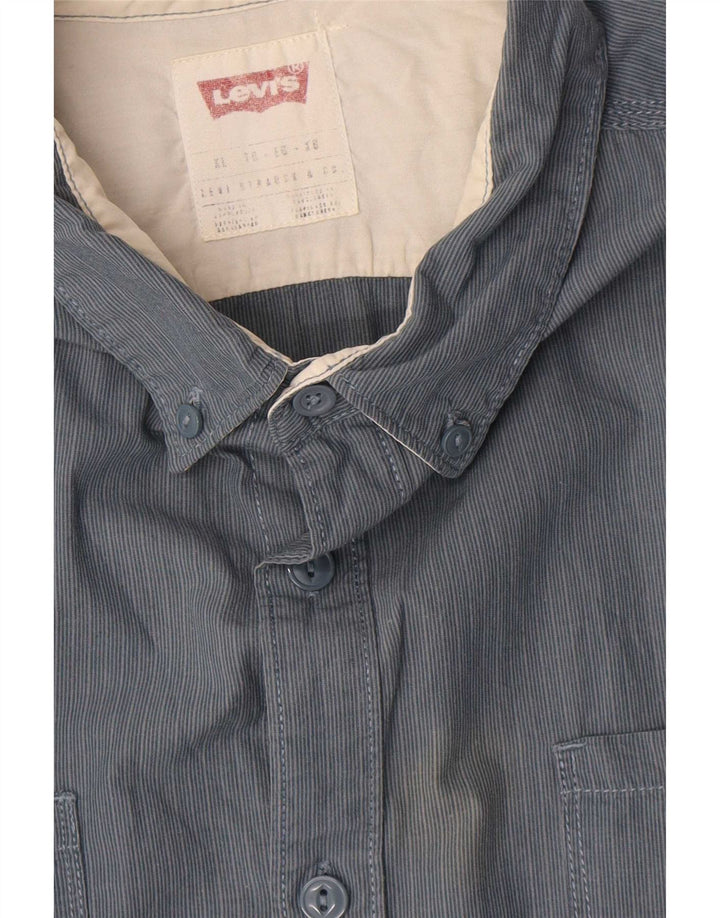 Levi's Mens Shirt XL Grey Striped Cotton