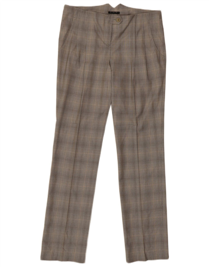 Sisley Pantalon de Costume Slim Femme IT 42 Medium W30 L33 Gris Carreaux Polyester