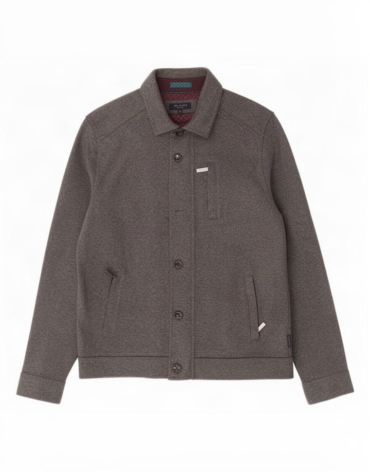 Giubbotto bomber da uomo Ted Baker taglia 4 grande poliestere grigio