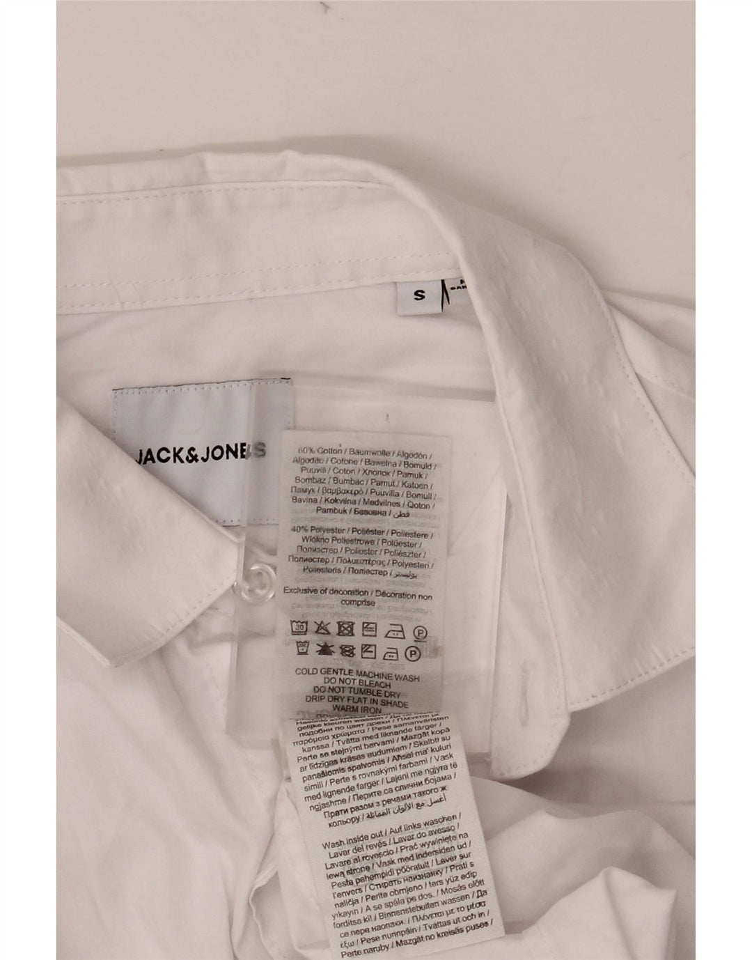 Męska koszula JACK & JONES, mała, biała, bawełniana