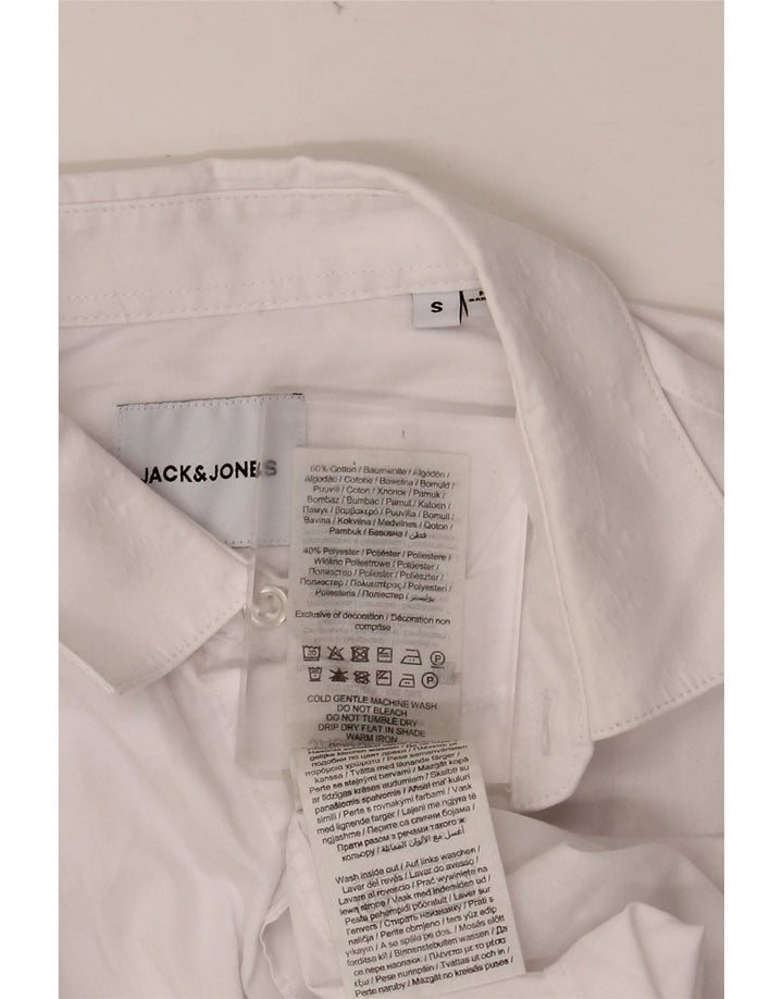 Męska koszula JACK & JONES, mała, biała, bawełniana