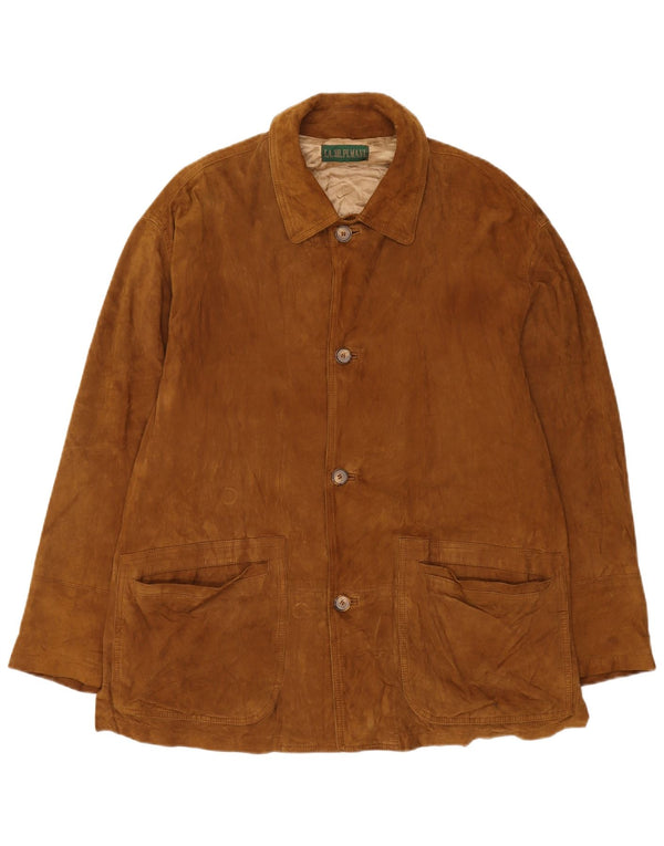 Vintage Mens Suede Jacket IT 52 Large Brown