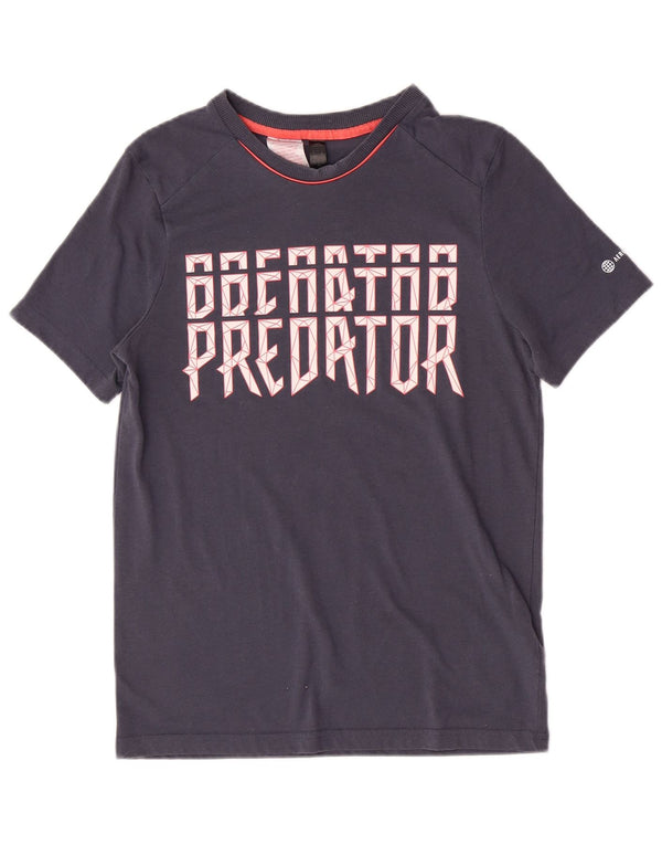 Adidas drenge almindelig grafisk t-shirt top 13-14 år marineblå polyester