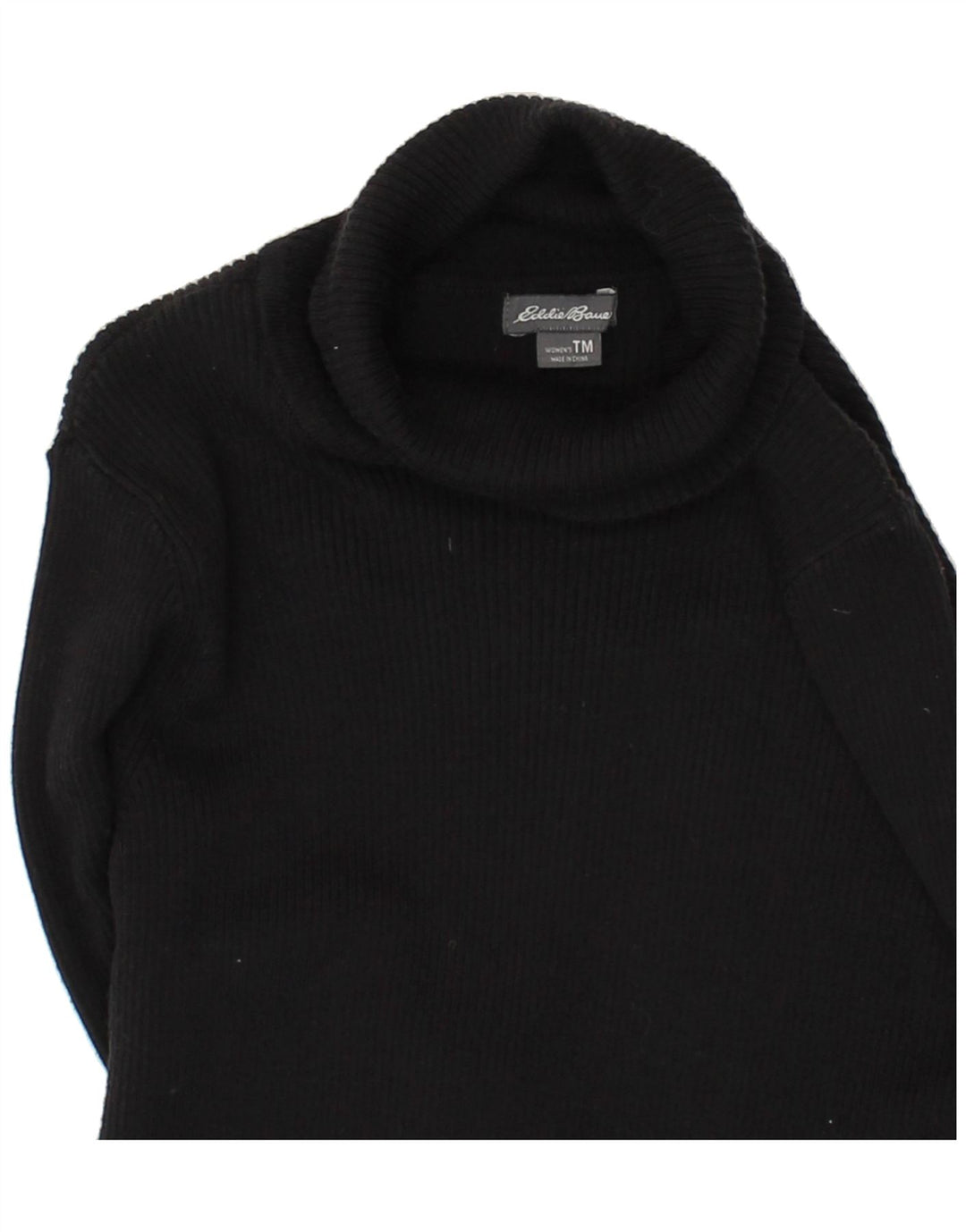 EDDIE BAUER Womens Roll Neck Jumper Sweater UK 12 Medium Black Cotton Vintage Eddie Bauer and Second-Hand Eddie Bauer from Messina Hembry 