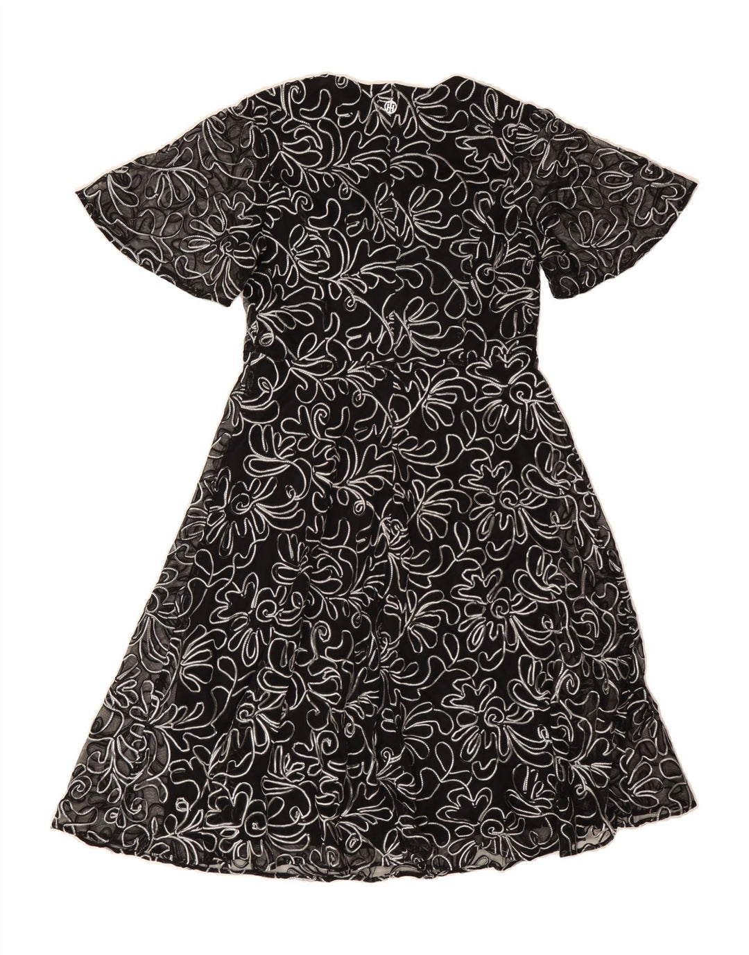 TOMMY HILFIGER Womens A-Line Dress US 8 Medium Black Floral Polyester Vintage Tommy Hilfiger and Second-Hand Tommy Hilfiger from Messina Hembry 