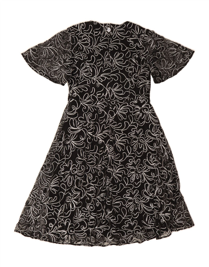 TOMMY HILFIGER Womens A-Line Dress US 8 Medium Black Floral Polyester Vintage Tommy Hilfiger and Second-Hand Tommy Hilfiger from Messina Hembry 