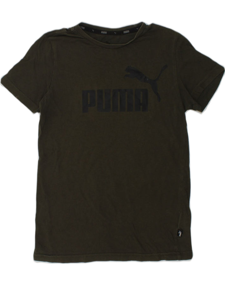 PUMA Boys Graphic T-Shirt Top 11-12 Years Khaki Cotton | Vintage Puma | Thrift | Second-Hand Puma | Used Clothing | Messina Hembry 