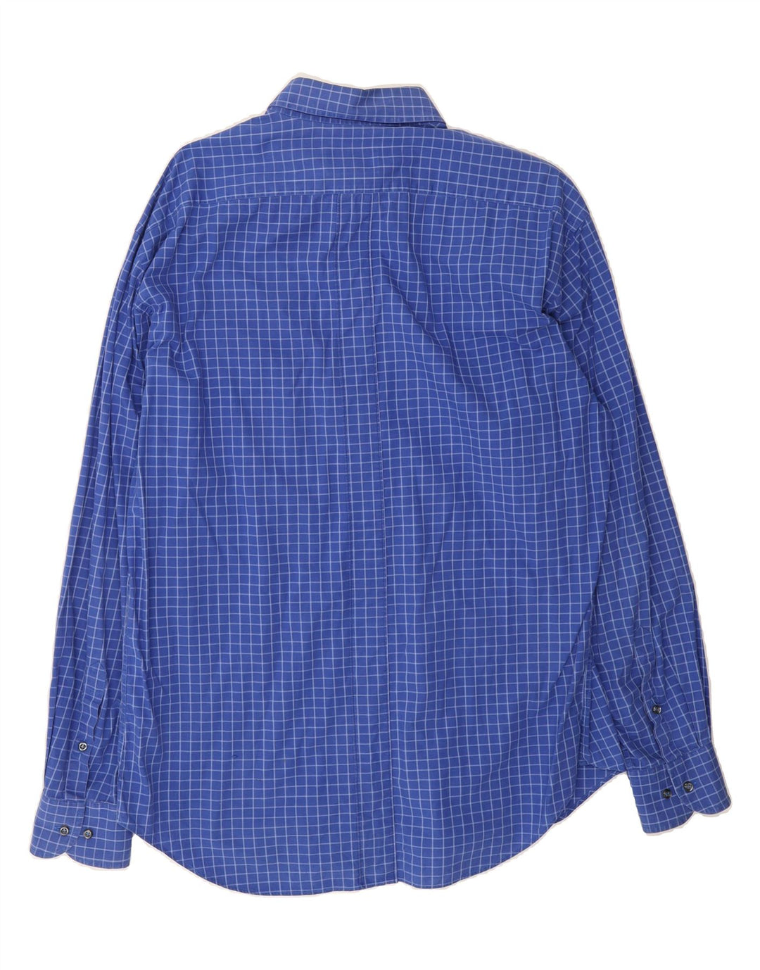 TRUSSARDI Mens Shirt Size 42 16 1/2 Large Blue Check Vintage Trussardi and Second-Hand Trussardi from Messina Hembry 