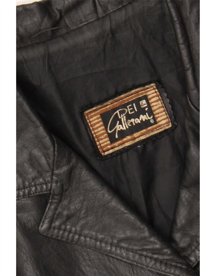 Vintage Womens Oversized 3 Button Leather Blazer Jacket UK 16 Large Black