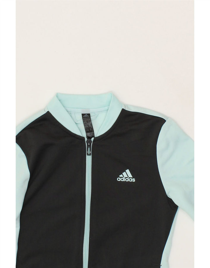 ADIDAS Girls Tracksuit Top Jacket 9-10 Years Blue Colourblock Polyester Vintage Adidas and Second-Hand Adidas from Messina Hembry 