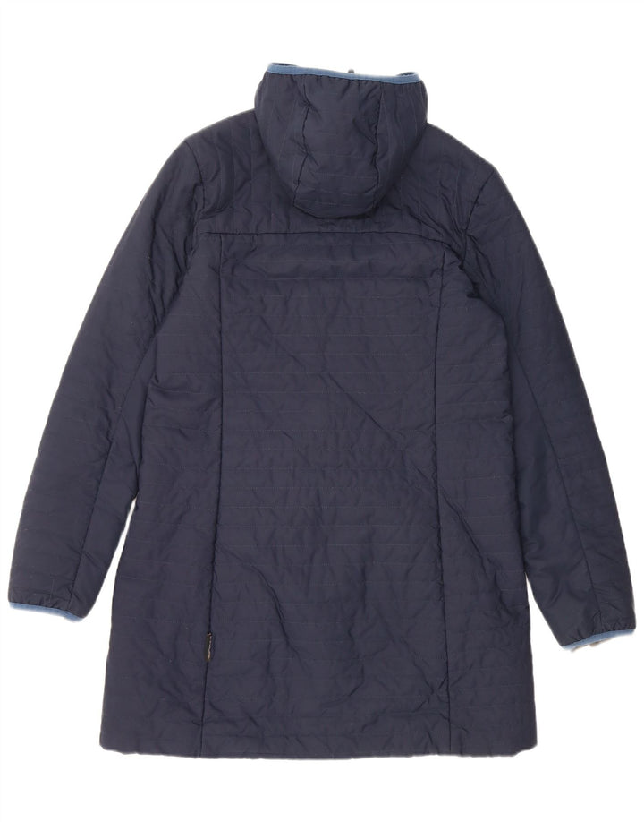 Jack Wolfskin Womens Hooded Padded Coat UK 12 Medium Navy Blue Polyester