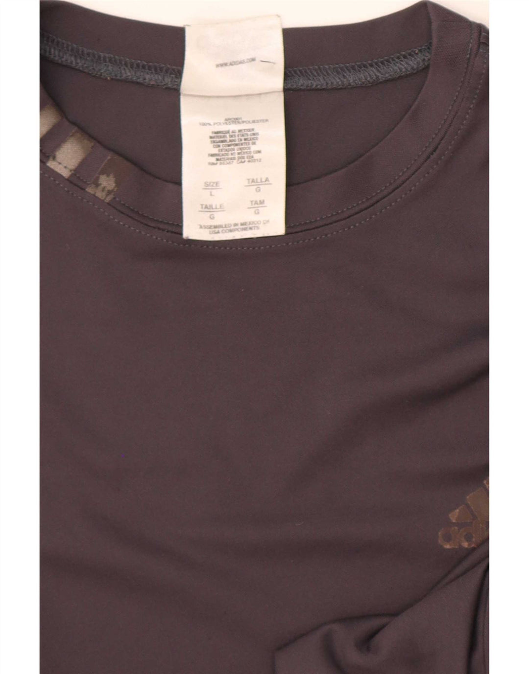 Adidas Mens T-Shirt Top Large Grey Polyester