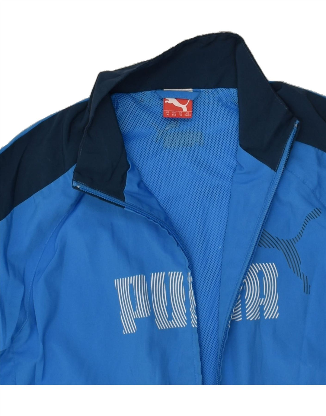 PUMA Boys Graphic Tracksuit Top Jacket 9-10 Years Medium Blue Colourblock | Vintage Puma | Thrift | Second-Hand Puma | Used Clothing | Messina Hembry 