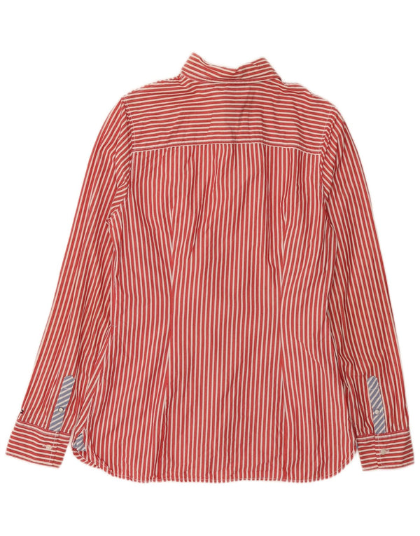 Tommy Hilfiger Damen-Hemd, US 10, große rote Nadelstreifen-Baumwolle