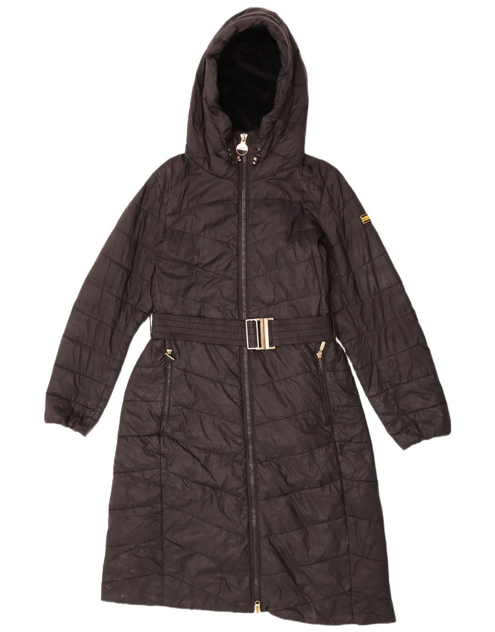Barbour Womens Hooded Padded Jacket Size 12 Black Polyamide
