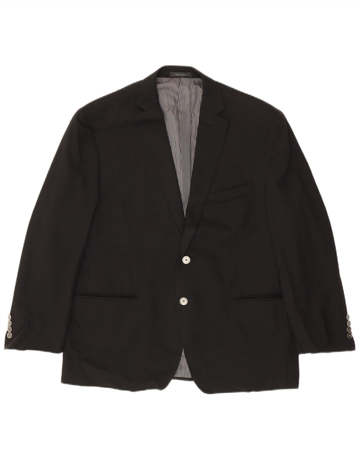 Calvin Klein Mens 2 Button Blazer Jacket UK 44 Large Black Wool