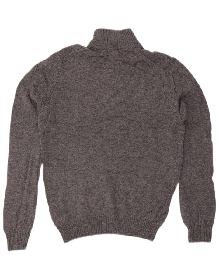 Marks & Spencer Herren-Pullover mit Reißverschluss am Hals, mittelgraue Wolle