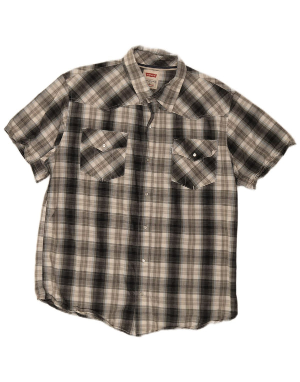Levi's Camicia moderna a maniche corte da uomo in cotone scozzese grande grigio