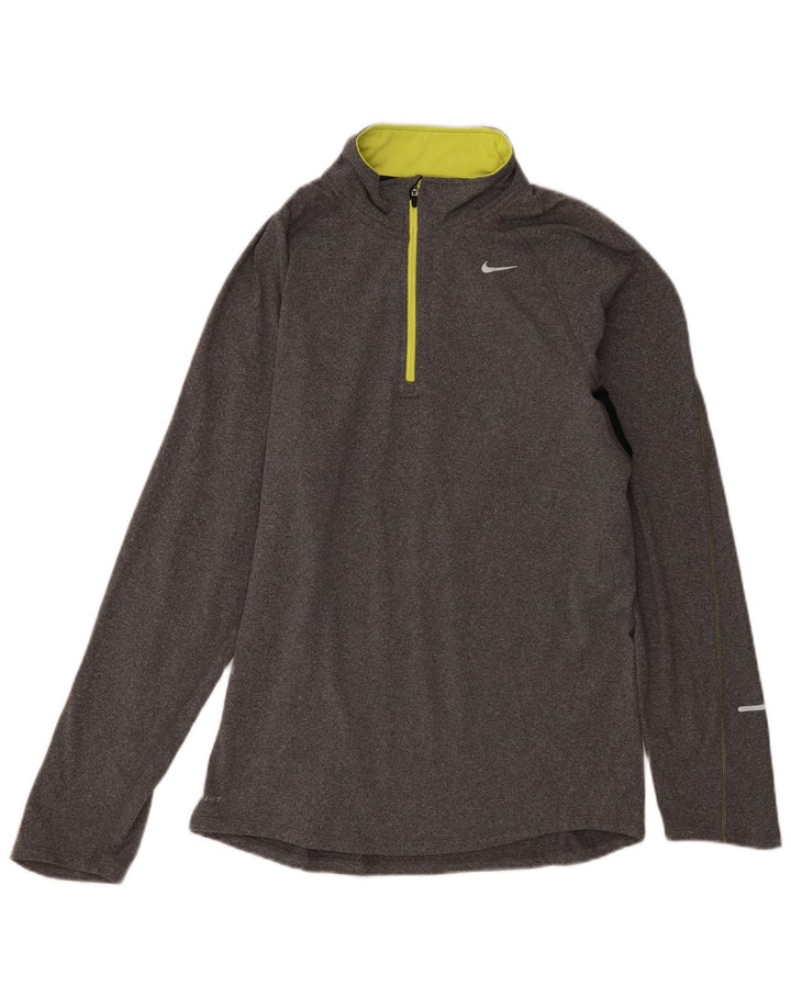 Nike Mens Dri Fit Zip Neck Pullover Tracksuit Top Small Grey Colourblock