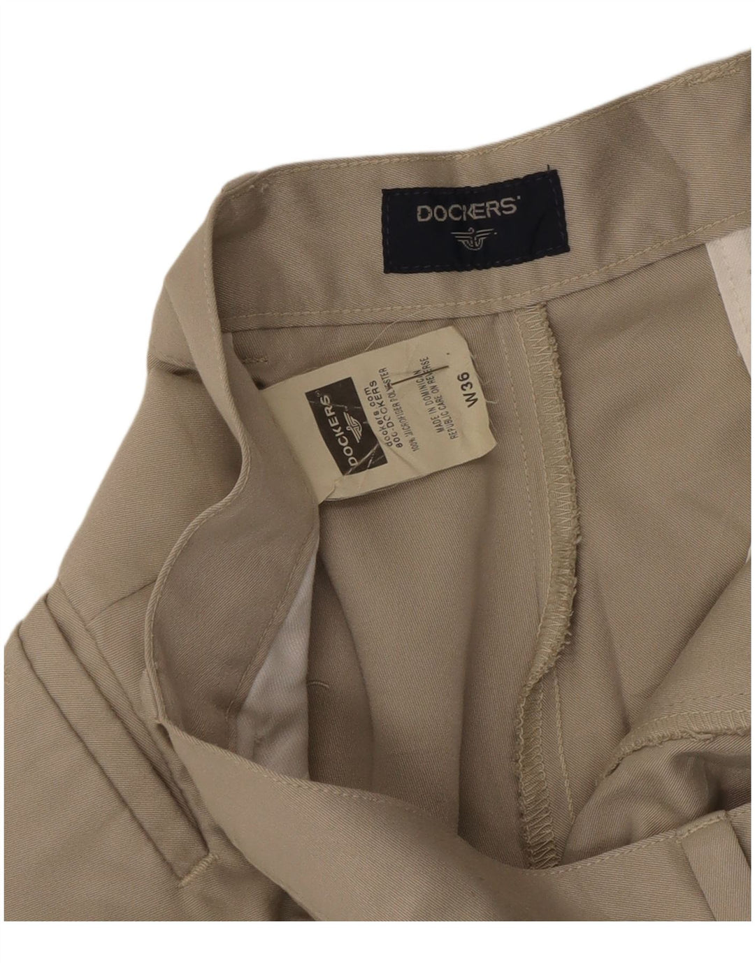 Dockers Mens Pegged Chino Shorts W36 Large Beige Polyester