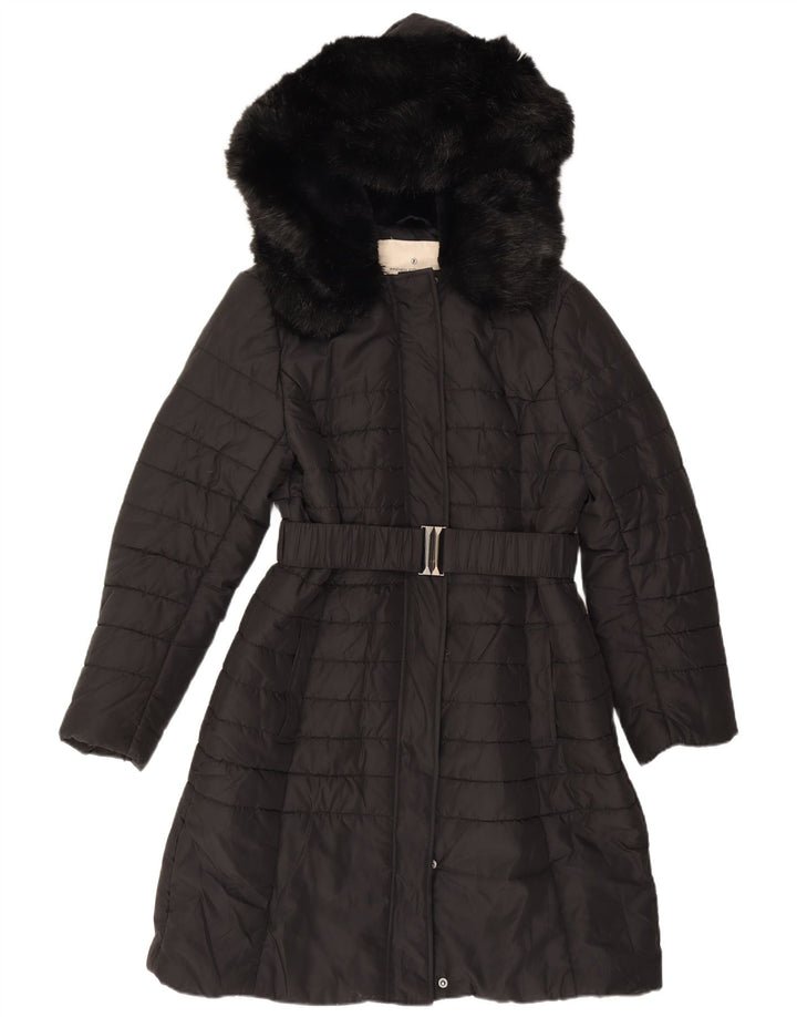 French Connection Womens Hooded Padded Coat UK 12 Medium Black Polyester