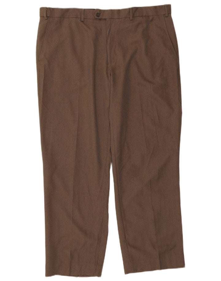 Marks & Spencer Mens Regular Fit Suit Trousers W40 L29 Brown Polyester