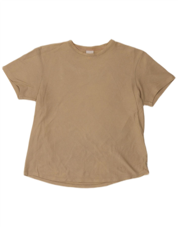 Zara Mens T-Shirt Top Medium Khaki Cotton