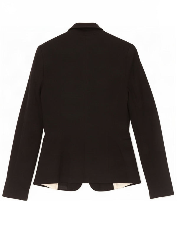 Zara Mujer Chaqueta Blazer De 1 Botón UK 10 Small Viscosa Negra