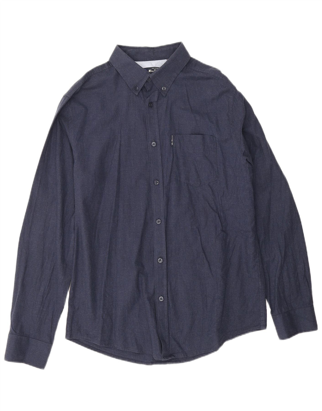Ben Sherman Mens Shirt Large Navy Blue Cotton