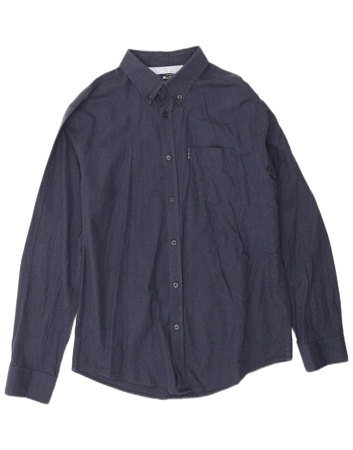 Ben Sherman Mens Shirt Large Navy Blue Cotton