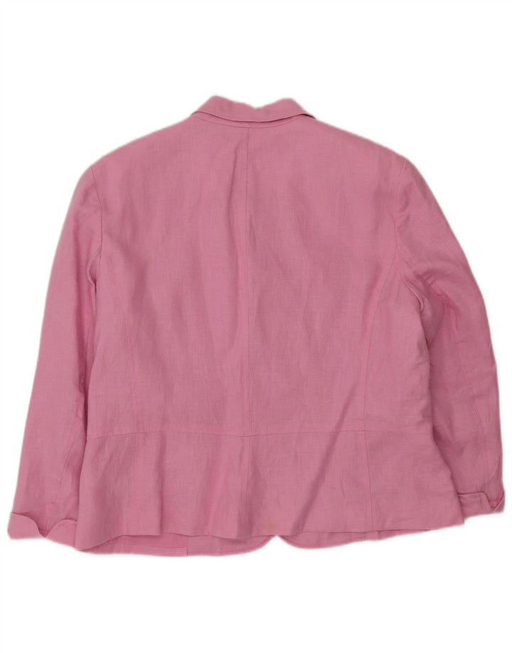 Chaps Womens 4 Button 3/4 Sleeve Blazer Jacket UK 18 XL Pink Linen