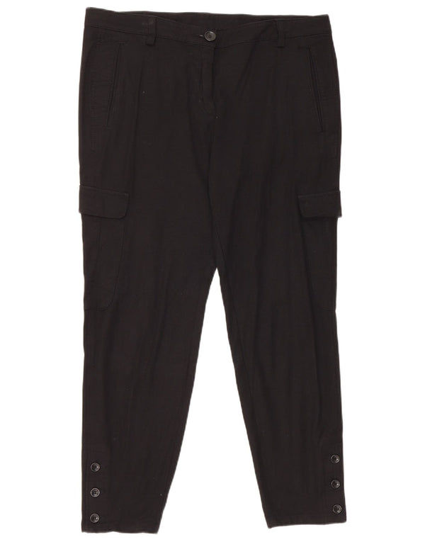 Reiss Damen Tapered Cargohose UK 12 Medium W34 L26 Schwarze Viskose
